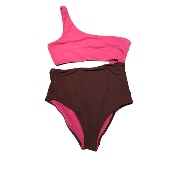 Anthropologie Jets Australia Versa One Shoulder Color Block Cutouts Swimsuit 12 - Picture 5 of 8